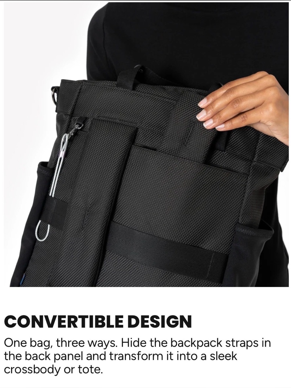 Sherpani Black & Light Gray Convertible  Tote Backpack - Picture 9 of 14